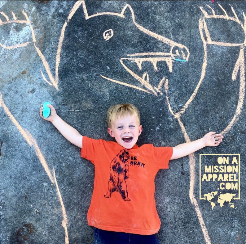 BE BRAVE Joshua 1:9 Toddler T-shirt with Hand Drawn Bear