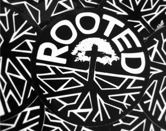 Rooted in Christ 3" Round Sticker Decals for Laptops, Water bottles, Flasks and Outdoor Surfaces