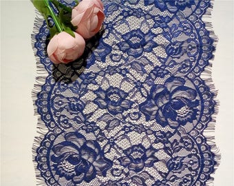 Navy lace table runner , 12 inches / 30cm wide,  navy lace runners for wedding, navy wedding runners, Nautical wedding, Dresser table cover