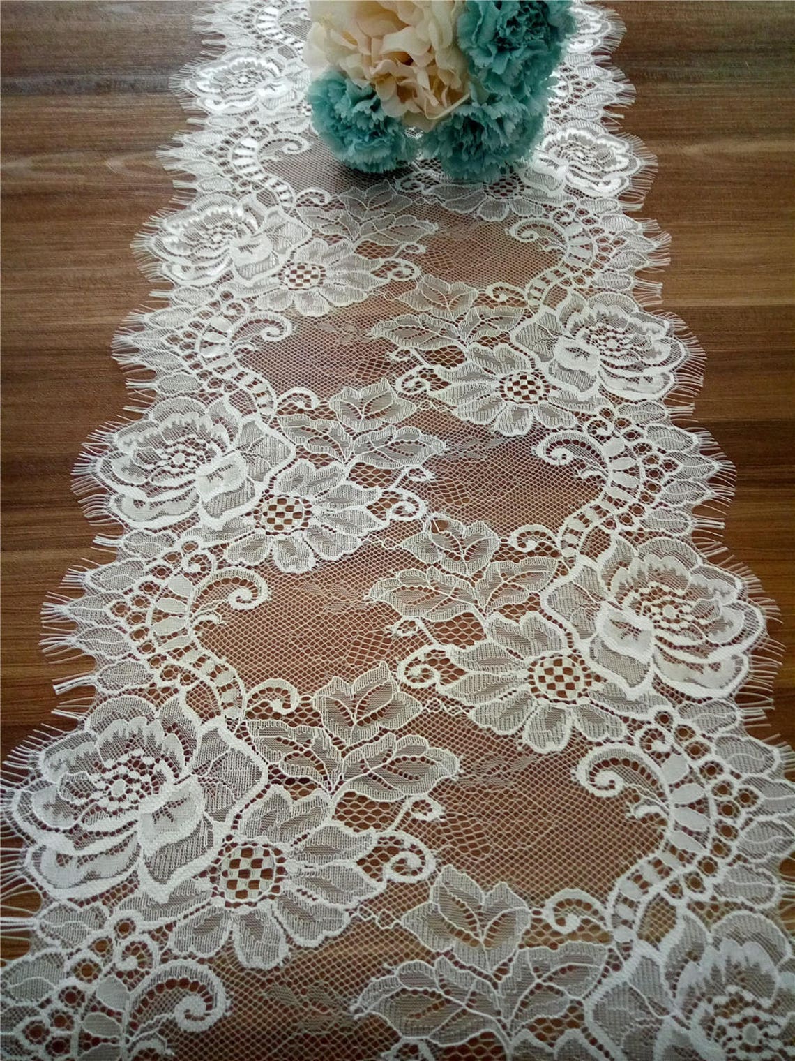 Ivory Lace Table Runner Lace Table Runner 12 Inches Wide Etsy