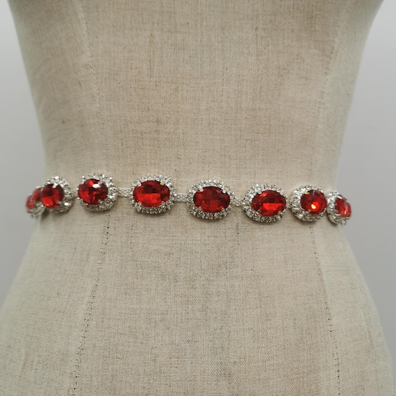 Red Oval Stone Statement Belt Amazon.com: Red Gem Waist Belt - PUWUTO Anime Cosplay Stone  main image 2