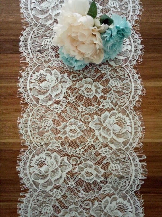 Ivory Lace Table Runner Lace Table Runner 12 Inches Wide Etsy