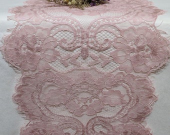 Dusty Rose lace Table Runner, 3ft-10ft long*12"/28cm wide, Lace Overlay, table runner, dusty rose lace overlay, Dusty rose wedding