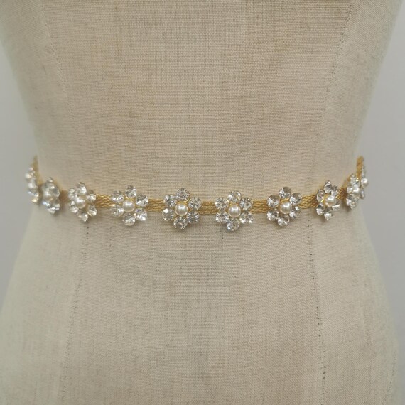 Handmade Rhinestone Pearl Wedding Belt Sash for Brides Bridesmaids Pearl Rhinestone Wedding Belt: Handmade Bridal Sash - Etsy main image 4