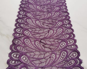 Plum/Eggplant Lace Table Runner Wedding Centerpiece/Fall Weddings   7“ wide 5ft-30ft
