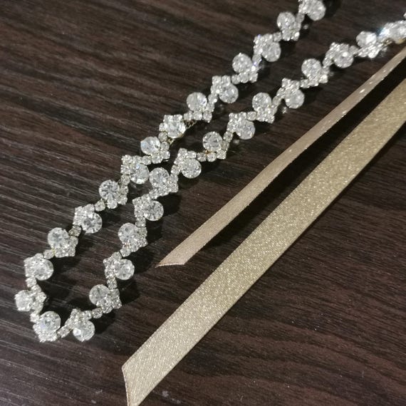 Handmade Silver Crystal Belt & Headband. Jovbridsea Bridal Belt Handmade Crystal Wedding Belts with  main image 3