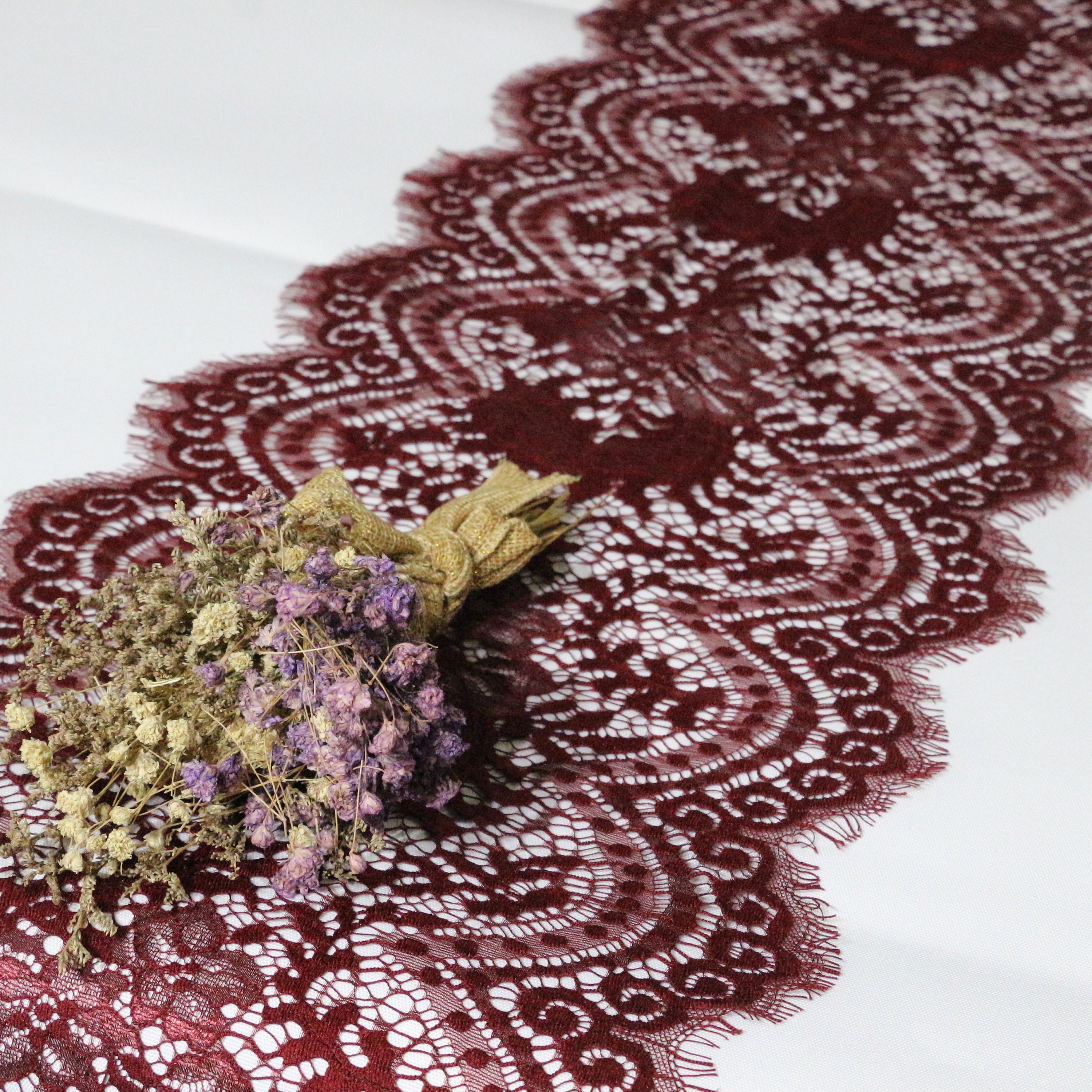Wine red table runner/lace table runner/12 inches / 30cm Etsy