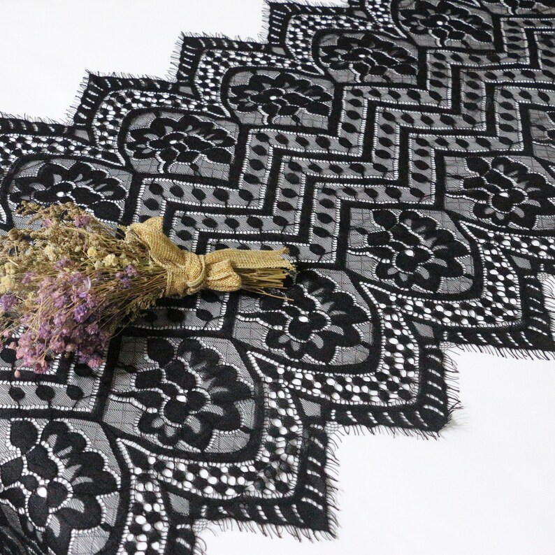 Black Lace Table Runner /20 Wide/rustic Weddings/wide Etsy