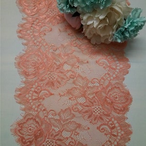 coral lace runner, wedding table runner ,  11in/28cm , Wedding Decor, Coral table runner, Tabletop Decor, table topper, table runners