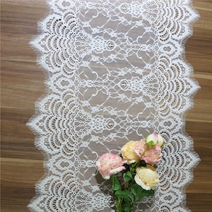 Ivory lace table runner, Wedding table runners, Lace table runners , 20 inches / 50cm wide, Wedding Decor, Overlay, Tabletop Decor