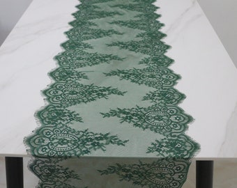 Hunter green table runner 14 inches / 35cm wide green table runner green wedding decor