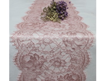 Dusty Rose Table Runner, 3ft-10ft long*12inches wide, Lace Overlay, lace table runner , dusty rose lace table runner, Dusty rose wedding