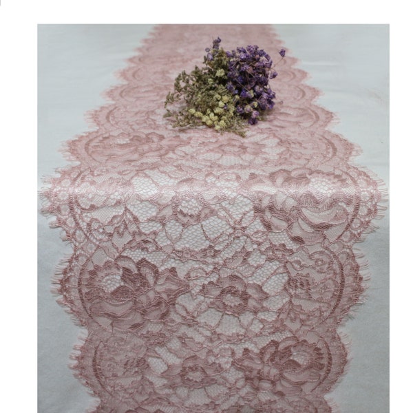 Dusty Rose Table Runner, 3ft-10ft long*12inches wide, Lace Overlay, lace table runner , dusty rose lace table runner, Dusty rose wedding