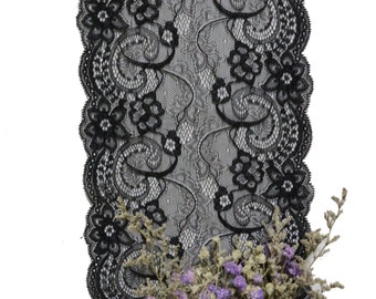 Black lace runner/lace table runner, 3ft-10ft long x 7"/ 18cm wide,table runner decor/Wedding Decor,Tabletop Decor,Wedding Centerpiece