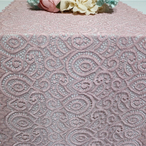 Blush Lace Table Runner,  wedding table runner, 12 inches / 30cm wide,  Lace Overlay ,wedding decor, wedding centerpiece, table decor