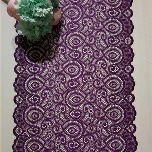 Aubergine Spitze Tischläufer, Pflaume Hochzeiten, Spitze Tischläufer, 12 Zoll / 30cm breit, Hochzeit Dekor, Hochzeit Tischläufer, Spitze Tischläufer