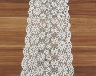 Floral lace table runner, Lace table runner, 7inch/18cm wide , daisy lace table runner,lace table runners for weddings 3ft to 20ft