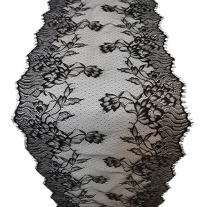 Halloween table runner  black  lace table runner 13"wide halloween table decorations