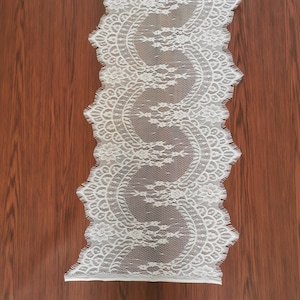 White wedding table runner 15 inches/ 38CM wide, 7ft to 13ft