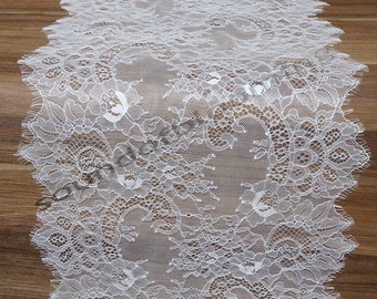 13"| 33cm Garden wedding decor, Wedding table set, White lace table runner for outdoor wedding 120 inches long