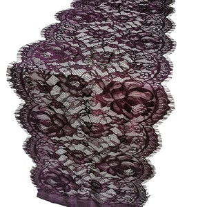 Dark Purple lace table runner , 12 inches / 30cm wide,  purple lace runners for wedding, purple wedding runners, table runners for event