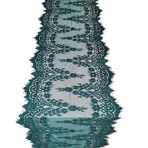 Teal/green lace table runner, 13inches / 33cm wide，teal table runner for Wedding Bridal Baby Shower Birthday Party Cake Table Decorations