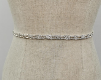 Cinturón fino con diamantes de imitación, faja de boda de cristal, regalo de novia, cinturón para vestido de niña de las flores con cinta o broche, cinturón de talla grande.