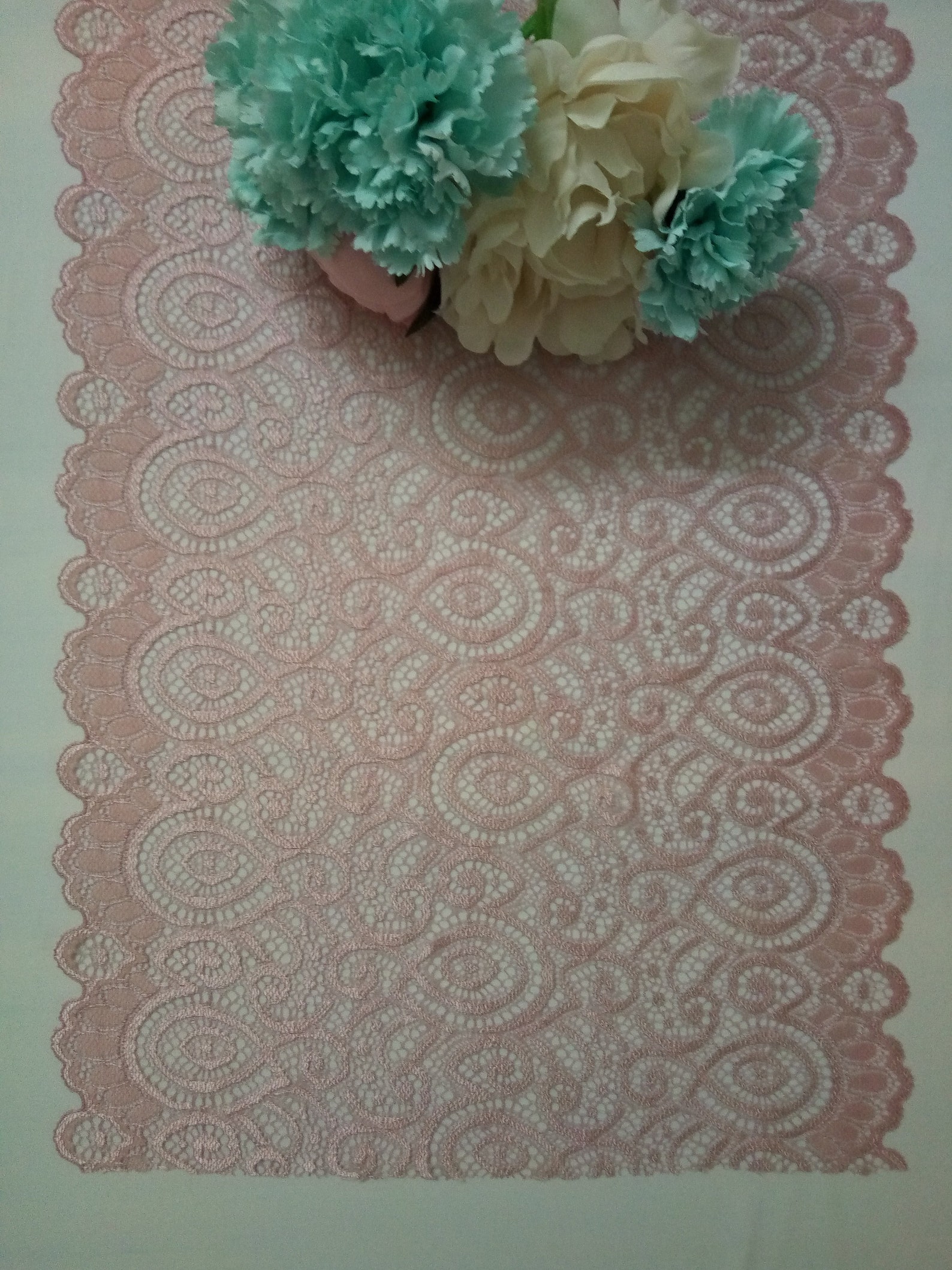 Dusty Rose Lace Table Runner Wedding Table Runner 12 Inches Etsy