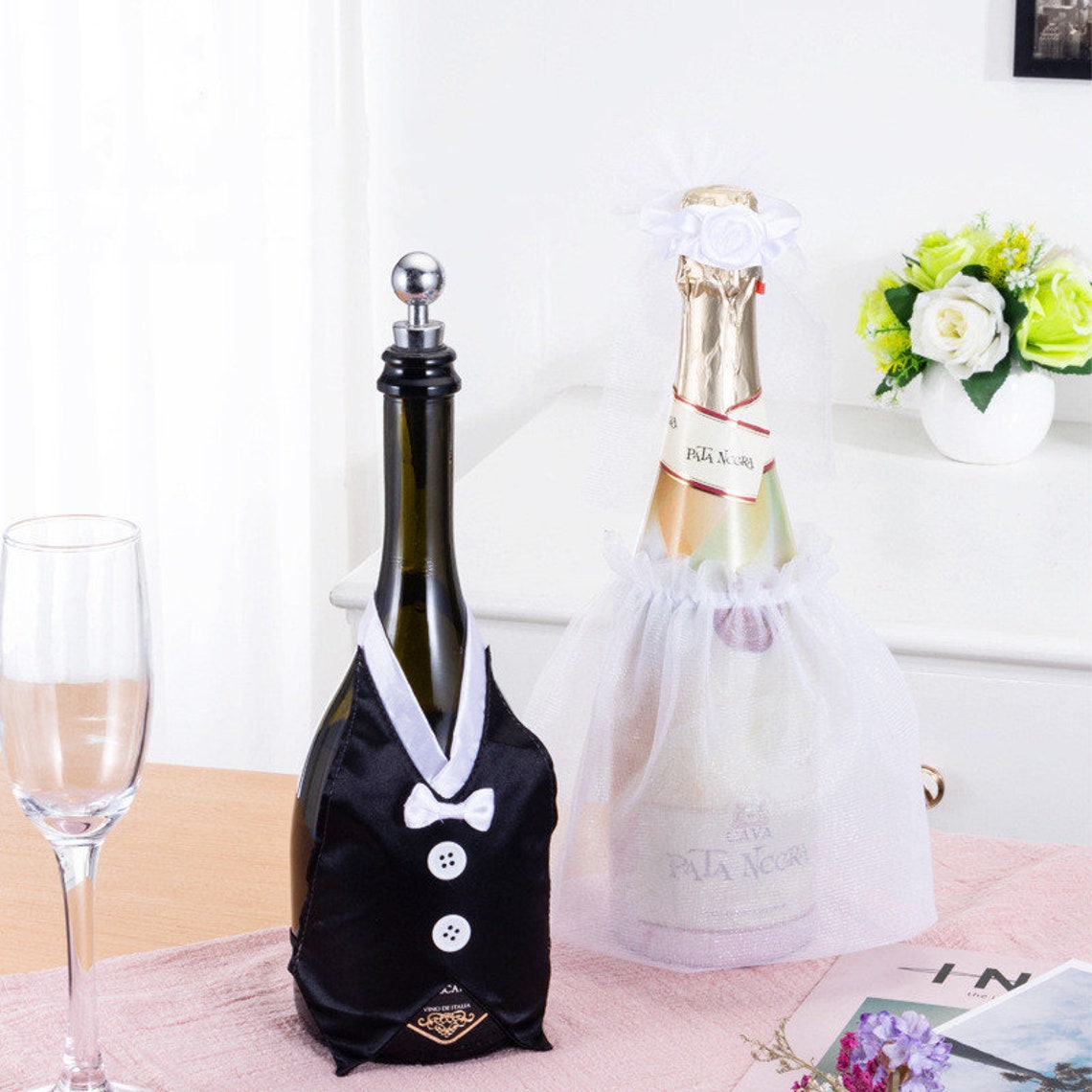 Champagne Bottle Decor Wedding Bottle Decoration Bride and - Etsy