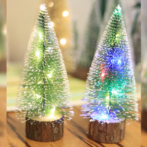 15CM Mini Christmas Tree With LED Lights DIY Xmas Ornaments Desk Table Decor 