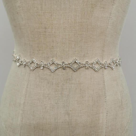 Silver Wedding Belt, Geometric Pattern, Custom Length  display picture 1
