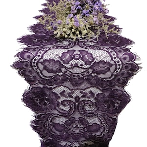 Purple Lace Runner,purple lace table runner,purple wedding,12 inches/30cm wide,purple table Decor, Wedding table runner, purple table runner