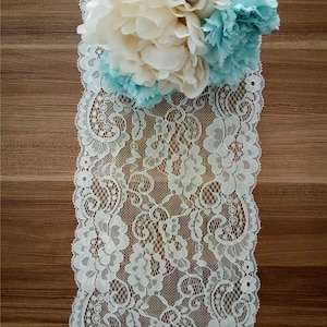 Ivory lace table runners , 7inches / 18cm wide, wedding table runner, wedding runners,  Wedding Decor, Overlay, Tabletop Decor, Centerpiece