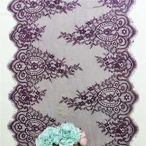 Eggplant Lace Table Runner,plum weddings, lace table runner, 15 inches / 38cm wide，Wedding Decor, Wedding table runner, Lace table runner