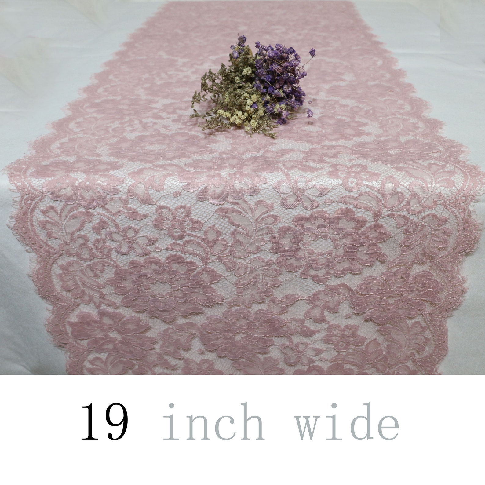 Dusty Rose Lace Table Runner 19 Wide X 10ft Long/48cm X Etsy
