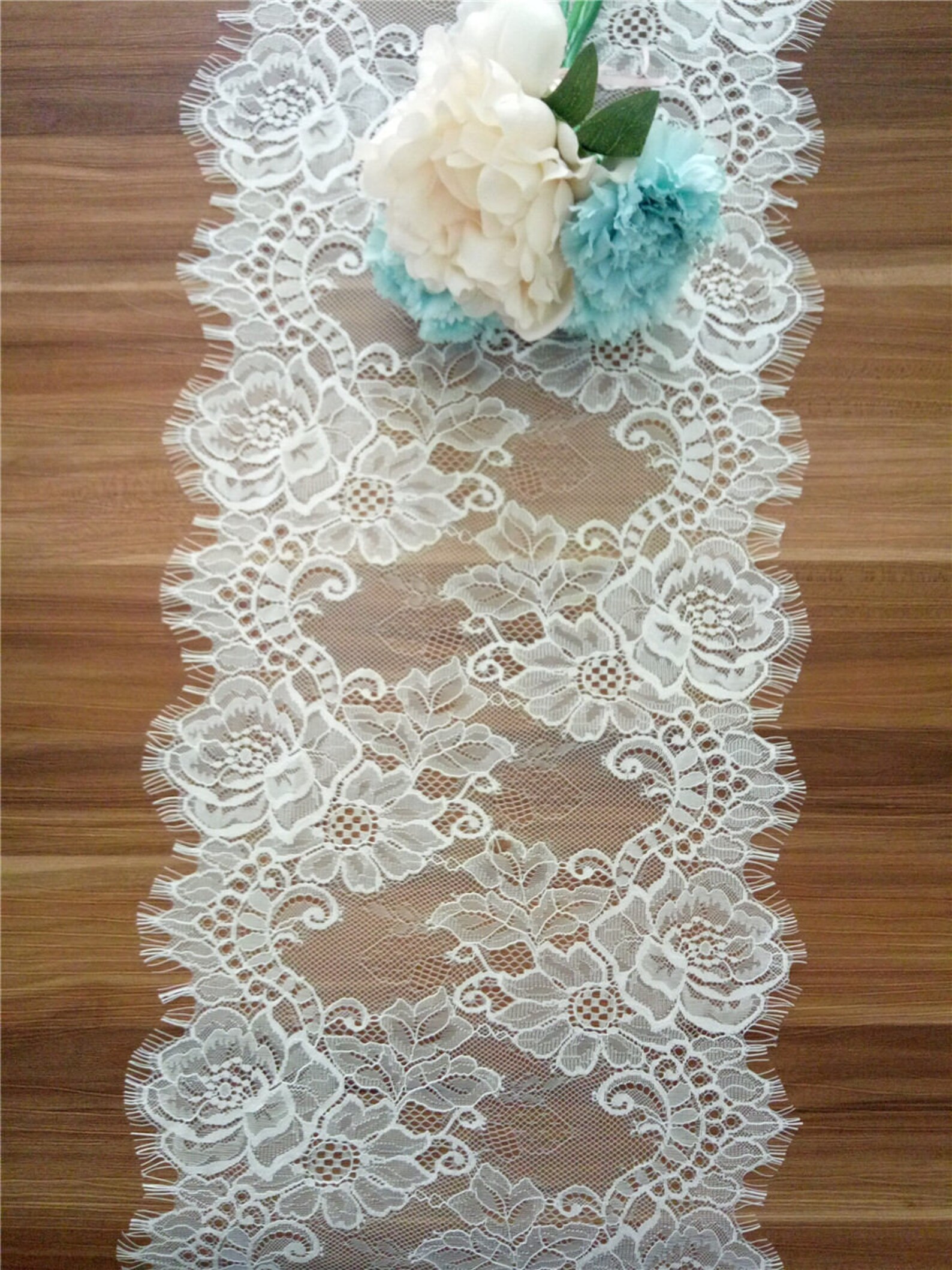 Ivory Lace Table Runner Lace Table Runner 12 Inches Wide Etsy