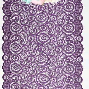 Purple Lace Table Runner, lace table runner, plum weddings, Wedding Decor, Wedding table runner, Lace table runners 12 inches / 30cm wide