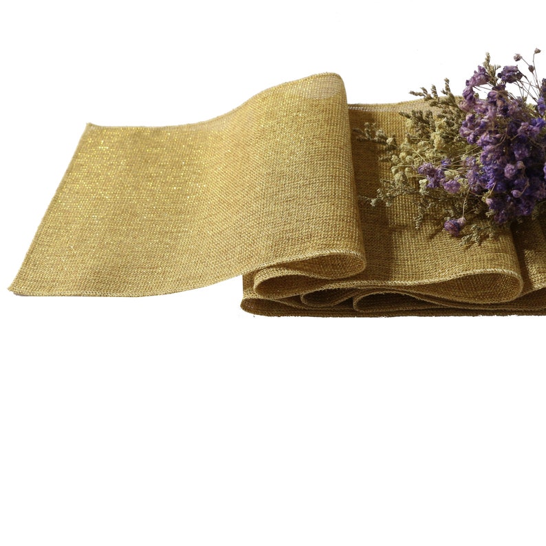 Gold burlap table runner Burlap table runner with golden Etsy