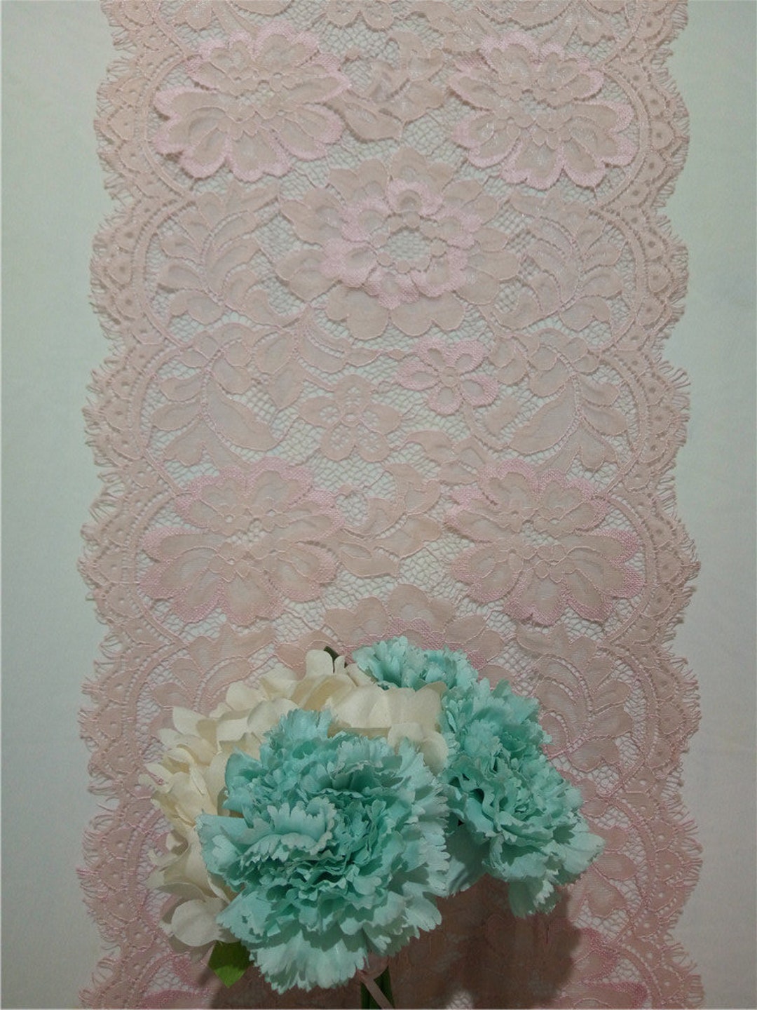 Blush Lace Table Runner, 10 Inches / 25cm Wide, Blush Wedding Runners