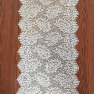 White wedding table runner 15 inches/ 38CM wide, 7ft to 13ft