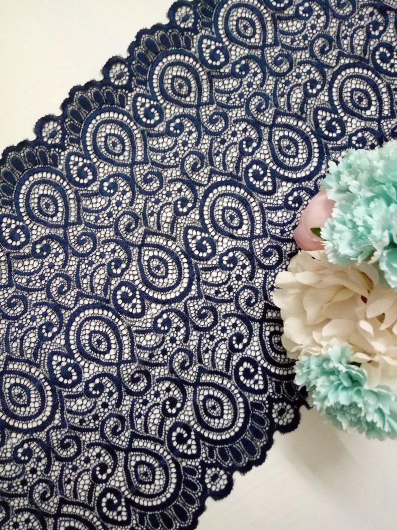 Navy Lace Table Runner Wedding Table Runner 12 Inches / 30cm Etsy