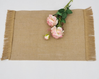 2pcs Rustic Jute Placemats with Tassels, Jute Placemat for house warming gift, Farmhouse Decoration, Barn House Decoration 12X18inch