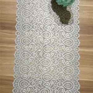 Gray table runner, lace table runners , 12 inches / 30cm wide,  gray  wedding decorations,lace table runners, gray weddings