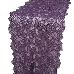 Purple lace talbe runner purple wedding new arrival table runner purple runner purple wedding decor Floral lace table runner