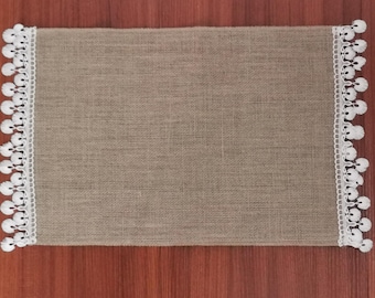 2pcs Burlap Placemats 12X18inch, Rustic Home Decor, Jute Placemat Set, Holiday Decoration, Farmhouse Decoration