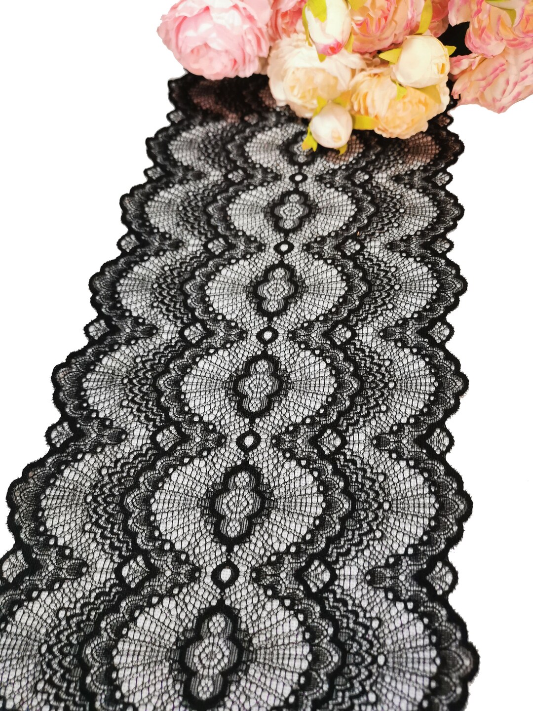 Black Lace Runner 9 Wide 3ft to 30ft Dining Table Runner Etsy