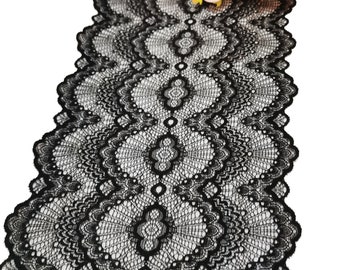 Black lace runner 9" wide 3ft to 30ft Dining Table Runner