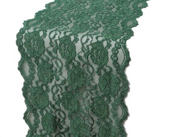 Forest green runner/Hunter green table runner  9" / 22cm wide green weddings