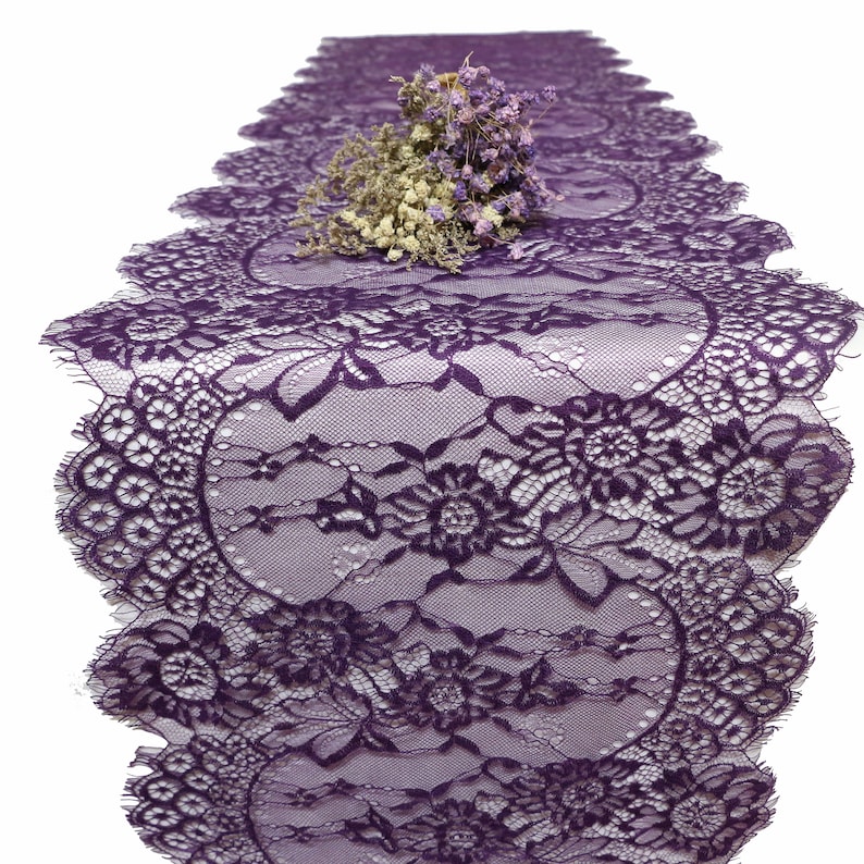 Purple Lace Table Runner Deep / Dark Purple Table Runners Etsy