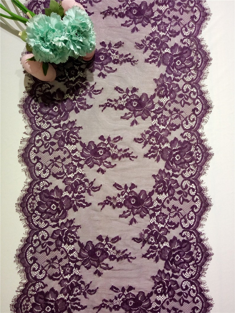 Purple Lace Table Runner 14 Inches 35cm Wide Navy Image 0